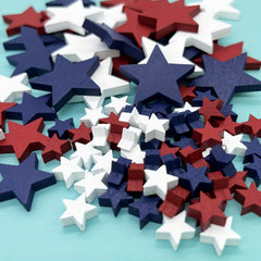 Mini Wood Stars Decorations Vase Filler Bowl Fillers Red Stars for 4th of July