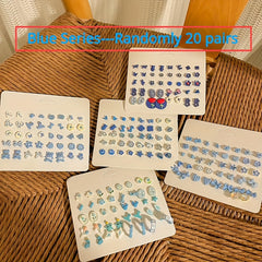 20 Pairs Resin Earrings Heart Leaf Geometric Stud Earrings For Girls