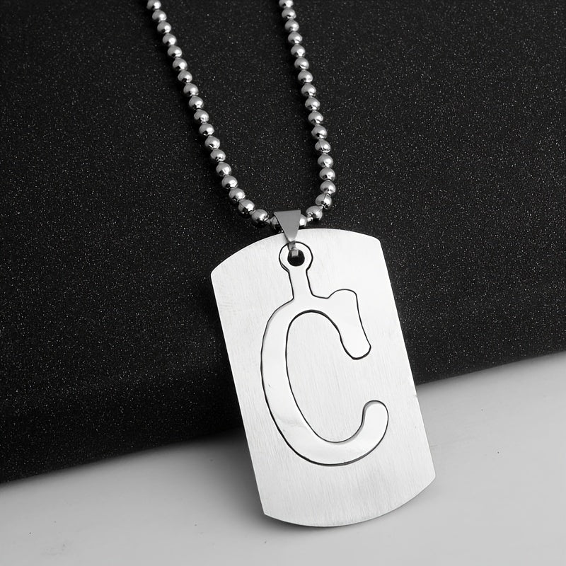 Men's Letter Pendant Necklace Stainless Steel Punk Chain A N