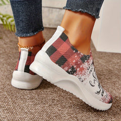 Christmas Snowman Woven Sneakers for Women