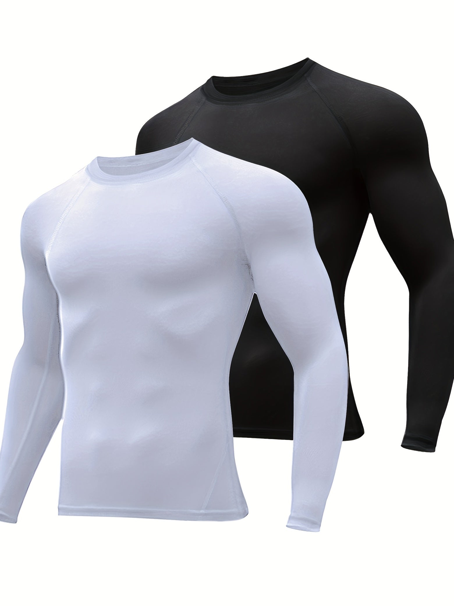 HOPLYNN Men's Compression Crew Neck Long Sleeve Athletic T-Shirt