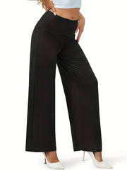 Solid Wide Leg Pants Casual Loose Pants For Spring & Summer
