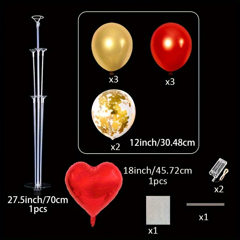 Table Flutter Balloon Holder Set with LED String Lights - Holds 7 Balloons