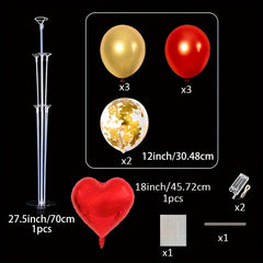Table Flutter Balloon Holder Set with LED String Lights - Holds 7 Balloons