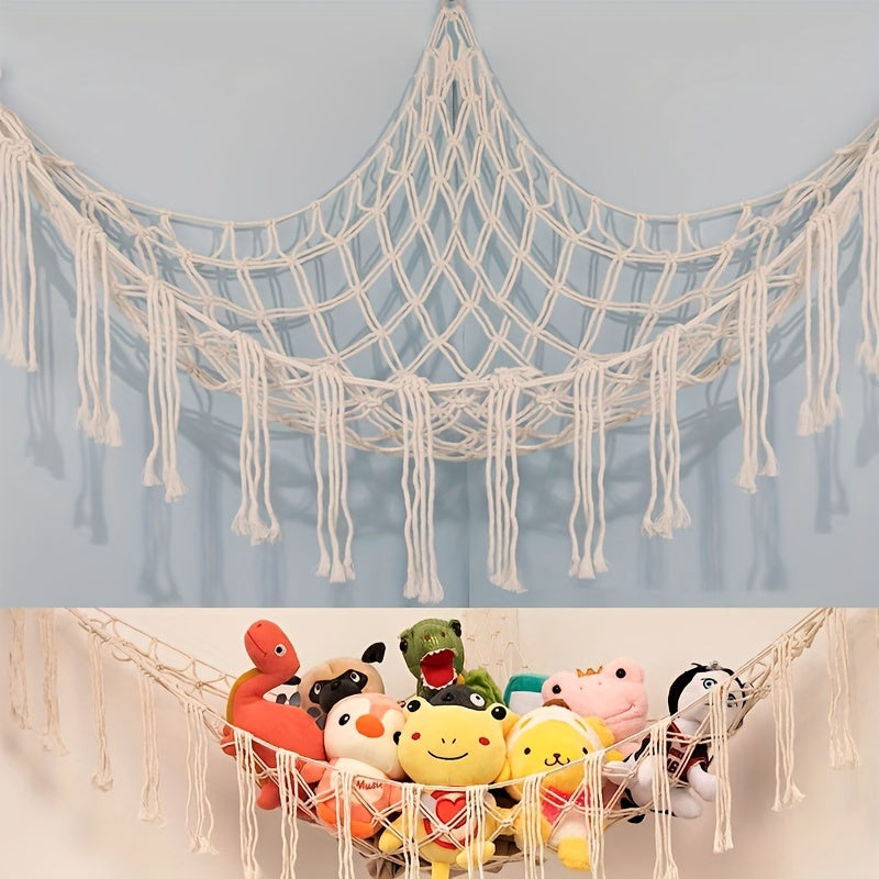 Boho Stuffed Animals Net Hammock Toy Storage Holder