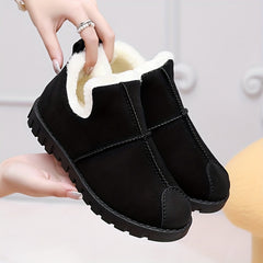 Women's Plush Lined Snow Boots Wear Resistance Non Slip Round Toe Flat Shoes