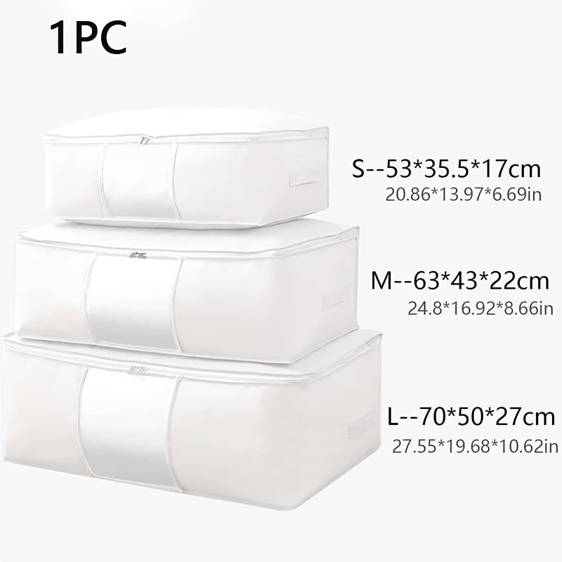 1pc Foldable Under Bed Bags Thick Breathable Underbed Storage Zip Organizer