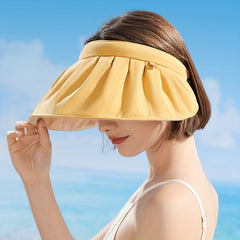 Wide Brim Shell Visor Hat Lightweight Ponytail UV Protection Sun Hat