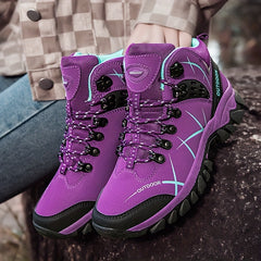 Women's Outdoor Hiking Boots Round Toe Lace Up Platform Shoes