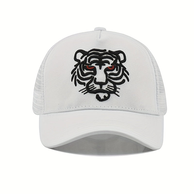 Tiger Head Embroidered Baseball Cap Animal Mesh Trucker Hat