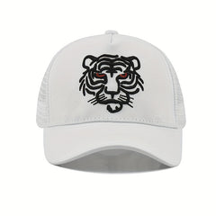 Tiger Head Embroidered Baseball Cap Animal Mesh Trucker Hat