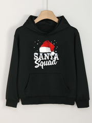 Girl's Santa Hat Letter Print Hoodie with Pocket