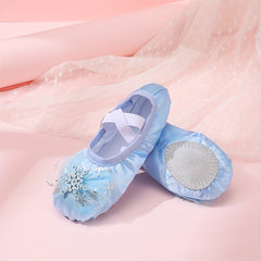 Soft Bottom Ballet Dancing Shoes for Girls with Snow Flask Decor