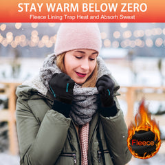 Touch Screen Winter Gloves for Men Women - Windproof Waterproof Running Gloves