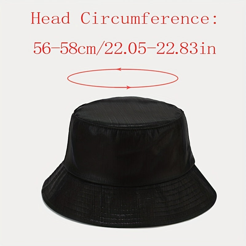 Hip Hop Laser Bucket Hat PU Leather Waterproof Basin Hat