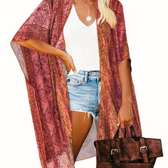 Tribal Print Bat Sleeve Cover Up