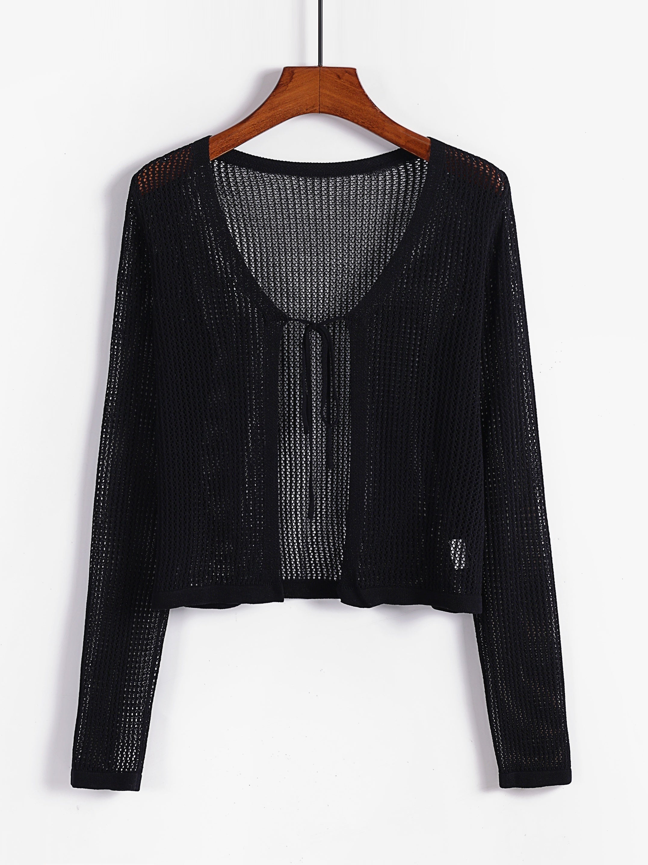 Long Sleeve Open Knit Cardigan Solid Casual Sweater