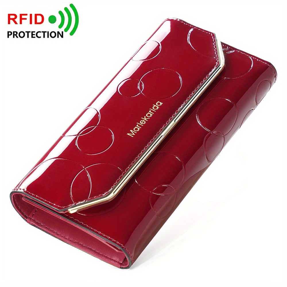 Women's Patent Leather Clutch Wallet Snap Closure