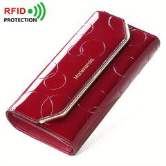 Women's Patent Leather Clutch Wallet Snap Closure