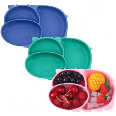 Silicone Divided Plate With Suction Cup, Baby and Toddler Dish