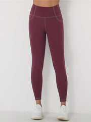 High Waist Sports Leggings Solid Gym Leggings With Pockets