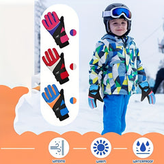 Kids Winter Skiing Gloves Waterproof Windproof Warm Outdoor Sports 6-8 Years