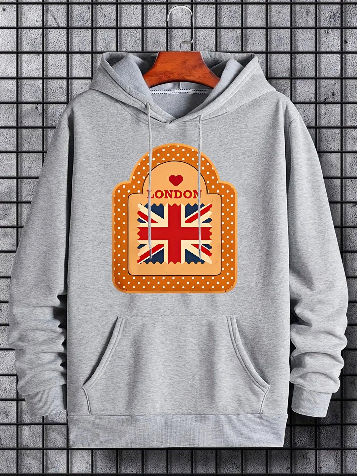 London Flag Print Hoodie for Men