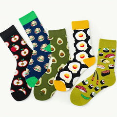 5 Pairs Men's Cartoon Crew Socks All Seasons