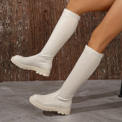 Women's Knee High Platform Stretch Pull On Boots