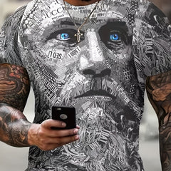 Men's 3D Print Face Graphic T-Shirt for Summer Outdoor Activities