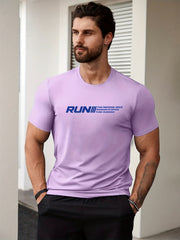 Men's Run Print T shirt Active Slightly Stretch