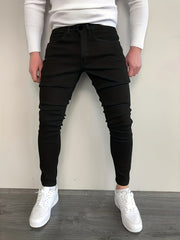Men's Slim Fit Cotton Jeans Casual Street Style Mid Stretch Denim Pants
