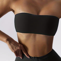 Strapless Solid Tube Top & Comfy All-match Top