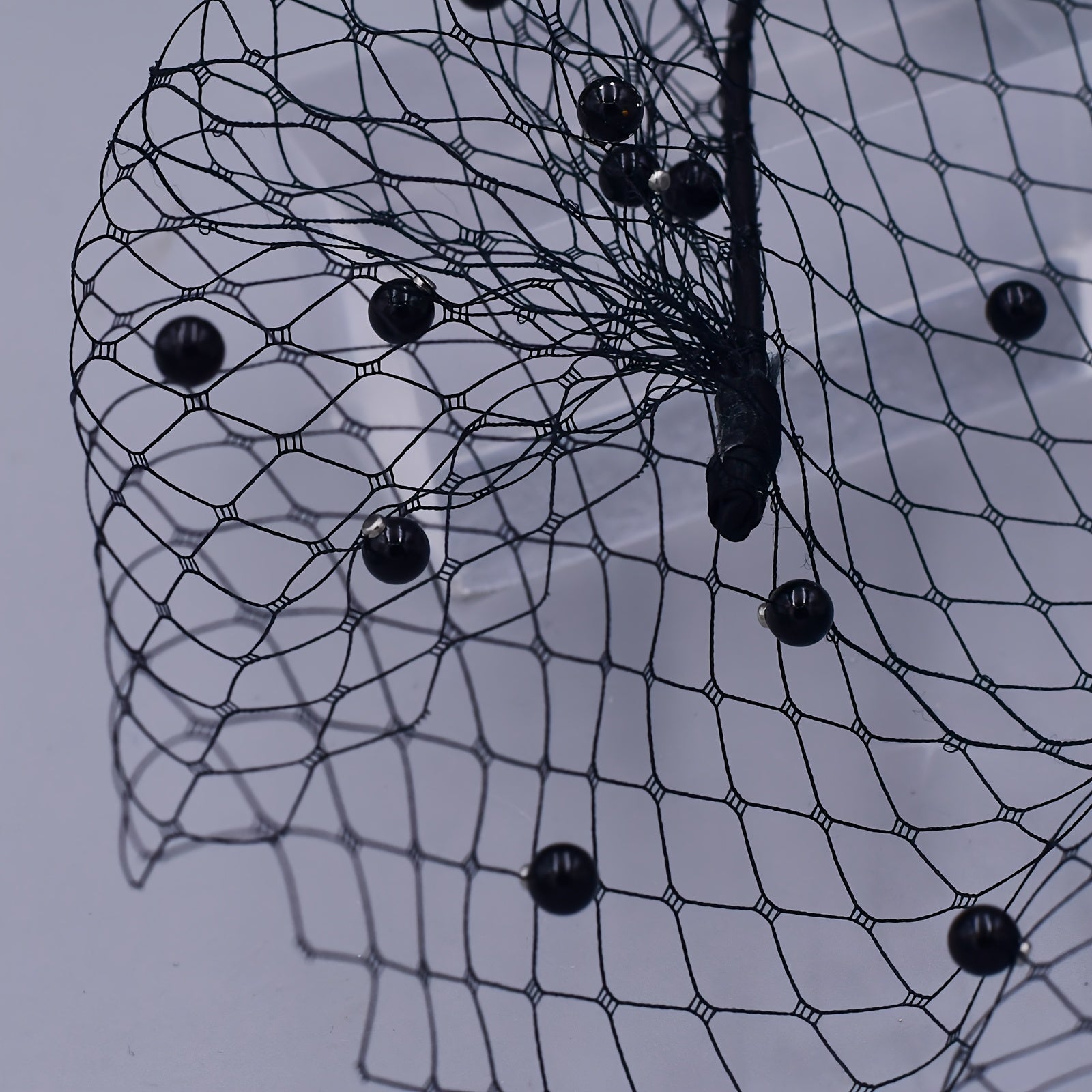 Beaded & Faux Birdcage Veil Headband for Bridal Showers Weddings Parties