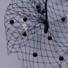 Beaded & Faux Birdcage Veil Headband for Bridal Showers Weddings Parties