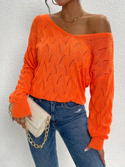 Back Button Sweater Long Sleeve Fall/Winter Casual Women's Clothing