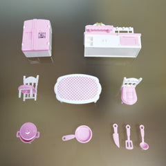 Dollhouse Furniture Set - Bedroom, Living Room, Bathroom Accessories