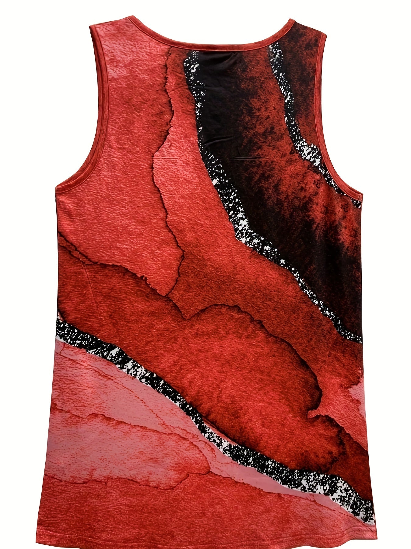 Marble Print Tank Top V Neck Sleeveless Summer Top