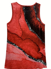 Marble Print Tank Top V Neck Sleeveless Summer Top