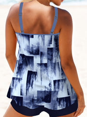 Tie Dye & Leopard Print Plus Size Tankini Set
