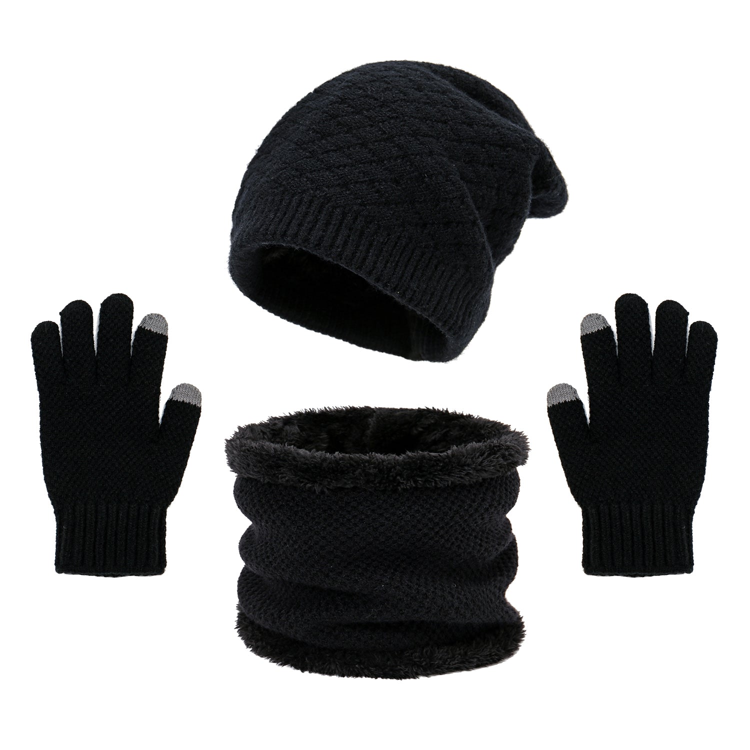3pcs Fleece Sporty Hat Gloves Scarf Set for Outdoor Activities