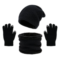 3pcs Fleece Sporty Hat Gloves Scarf Set for Outdoor Activities