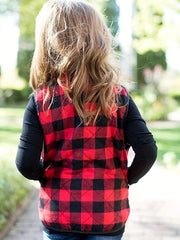 Toddler Girls Christmas Plaid Vest Jacket Coat Winter Warm Clothes