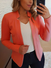 Solid Split Open Front Blazer Long Sleeve Blazer & Stylish Tops