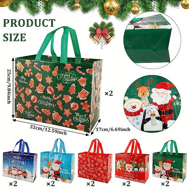 Reusable Christmas Tote Bags Large Non-woven Gift Wrap Bags