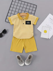 2pc Little Boy Cotton Polo Shirt & Shorts Set