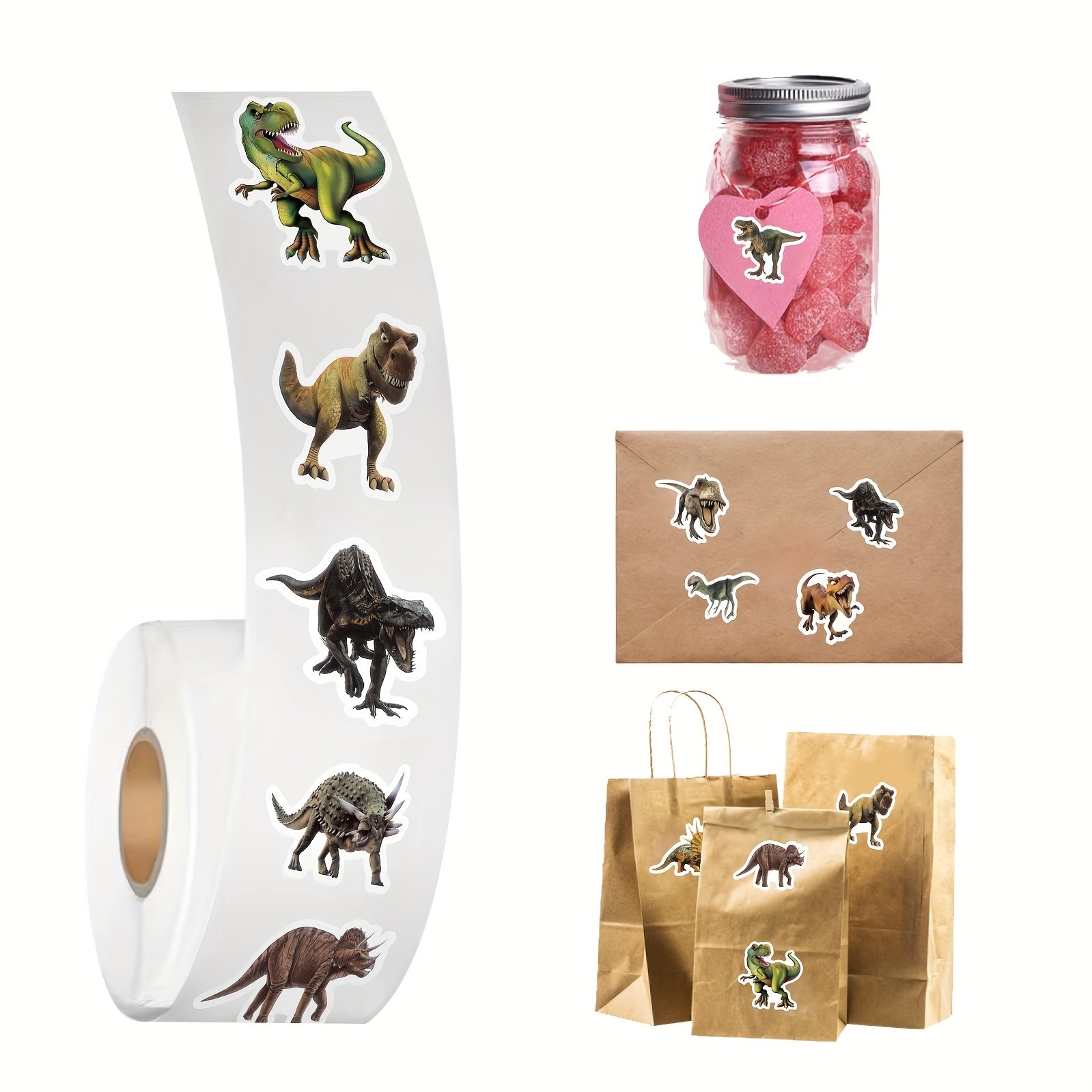 550pcs Dinosaur Sticker Roll - Water Bottle, Laptop, Luggage Decals