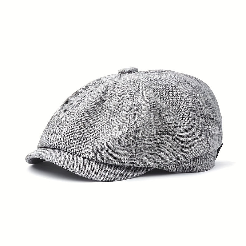 Linen Adjustable Newsboy Cap for Men's Dad Spring Autumn