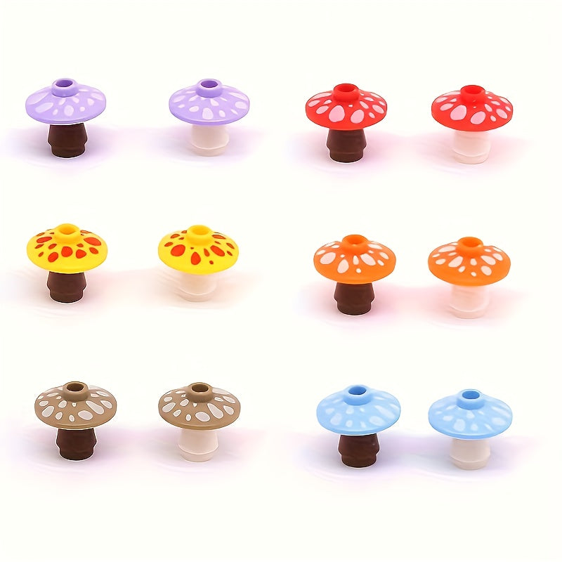 10pcs Small Granular Building Blocks with Mushrooms for DIY Projects