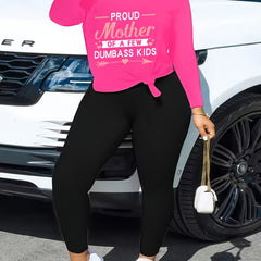 Slogan Print Top & Leggings Set